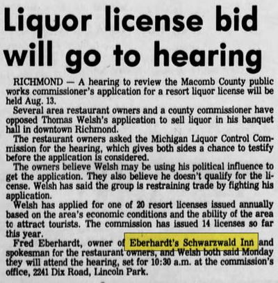 Eberhardts Schwarzwald Inn - Aug 1981 Article On Liquor License (newer photo)
